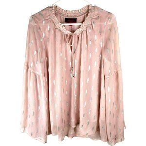 Jennifer Lopez Top Womens Dressy 2-Layer Blouse Silver Accents size Large JH1528